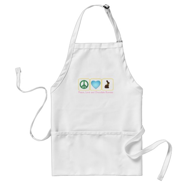 Peace Love Chocolate Bunnies Standard Apron (Front)