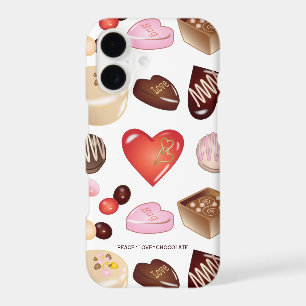 Peace Love Chocolate Candy Heart Pattern
