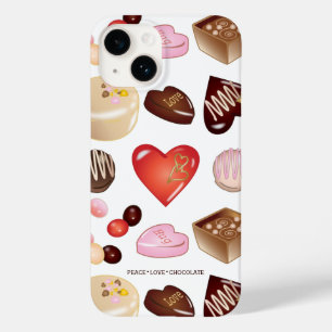 Peace Love Chocolate Candy Heart Pattern Case-Mate iPhone 14 Case