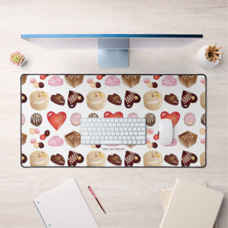 Peace Love Chocolate Candy Heart Pattern Desk Mat