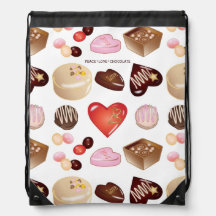 Peace Love Chocolate Candy Heart Pattern