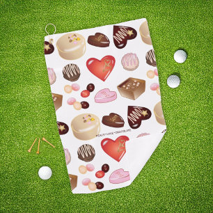 Peace Love Chocolate Heart Print Golf Towel
