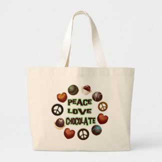 PEACE LOVE CHOCOLATE LARGE TOTE BAG
