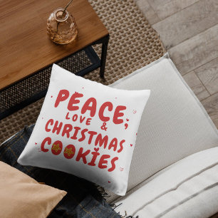 Peace, Love, & Christmas Cookies Cushion