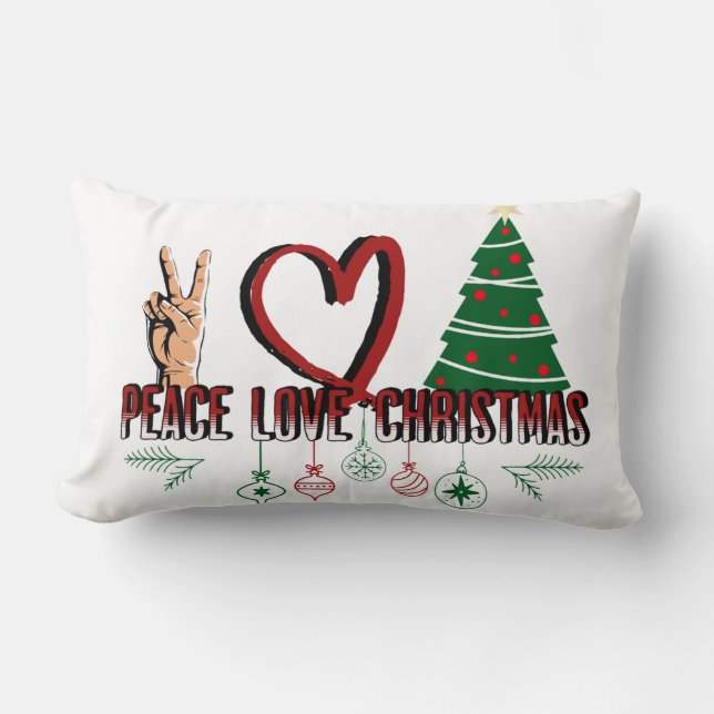 Peace Love Christmas Lumbar Cushion (Front)