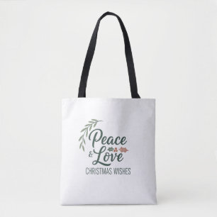 Peace & Love Christmas Tote Bag