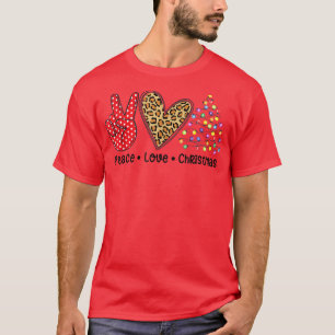 Peace Love Christmas Tree Xmas Lights Merry Christ T-Shirt