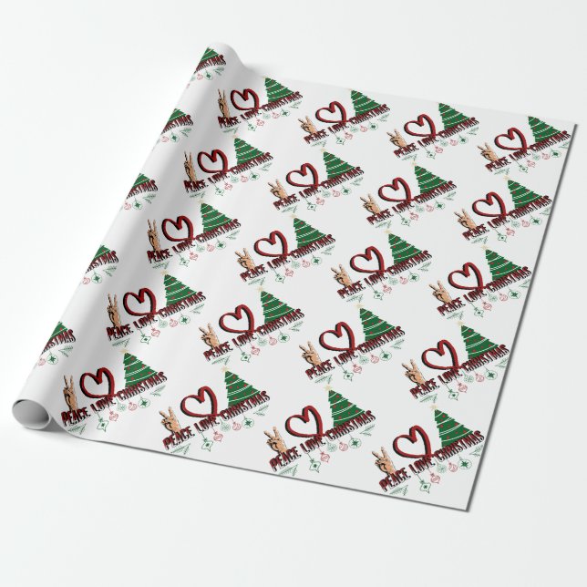 Peace Love Christmas Wrapping Paper (Unrolled)