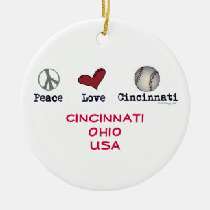 Peace Love Cincinnati USA Christmas Ornament