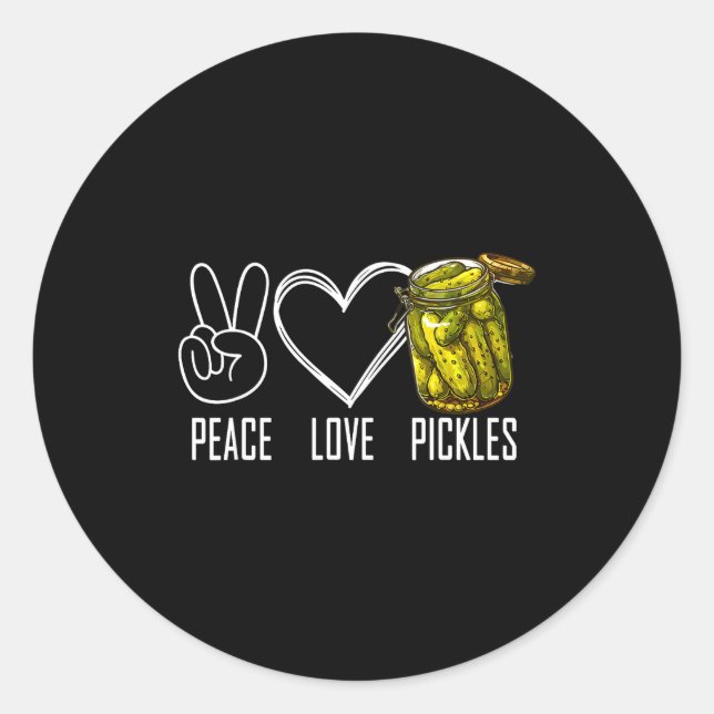 Peace Love Ckles Retro Jar Of Sliced Ckles Funny F Classic Round Sticker (Front)