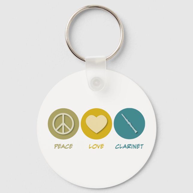 Peace Love Clarinet Key Ring (Front)