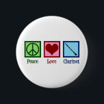 Peace Love Clarinets 6 Cm Round Badge<br><div class="desc">Pretty Peace Love Clarinets gift. A cute clarinet player design for orchestra or band featuring a pretty peace sign,  heart,  and the instrument.</div>