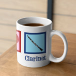 Peace Love Clarinets Coffee Mug<br><div class="desc">Pretty Peace Love Clarinets gift. A cute clarinet player design for orchestra or band featuring a pretty peace sign,  heart,  and the instrument.</div>