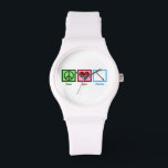 Peace Love Clarinets Watch<br><div class="desc">A pretty peace sign,  heart,  and a clarinet make a cute gift for a musician.</div>