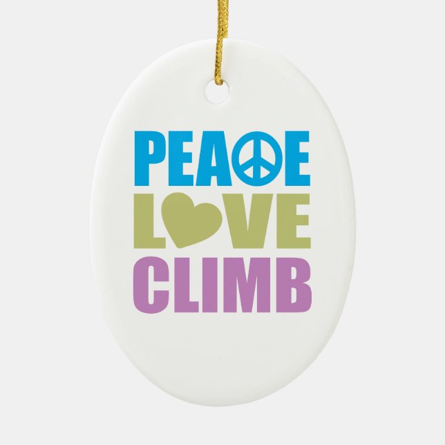 Peace Love Climb Ceramic Tree Decoration (Front)