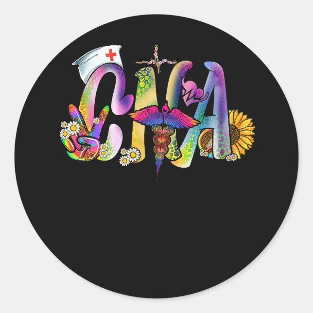 Peace Love CNA Nurse Certified Nursing Assistant L Classic Round Sticker (Front)