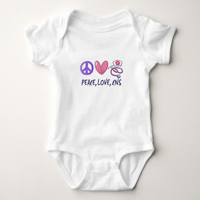 Peace Love CNS Nurse Baby Bodysuit (Front)