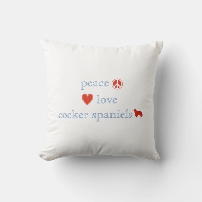 Peace Love Cocker Spaniels Cushion (Front)