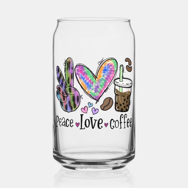 Peace Love Coffee Can Glass (Back)