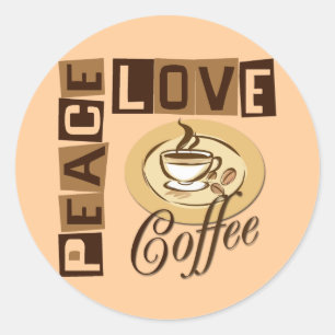PEACE LOVE COFFEE CLASSIC ROUND STICKER