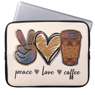 Peace Love Coffee Laptop Sleeve