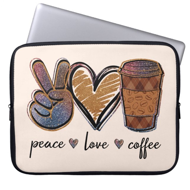 Peace Love Coffee Laptop Sleeve (Front)