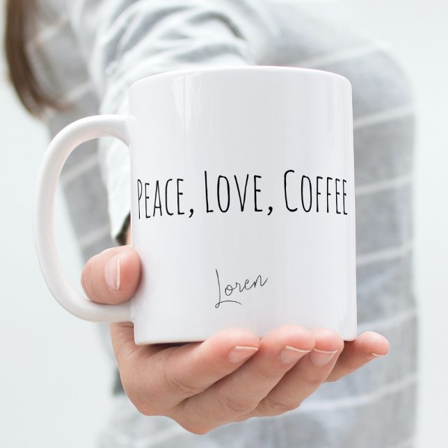 Peace Love Coffee Personalised Minimalist Two-Tone Coffee Mug (Creator Uploaded)