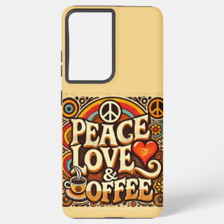 Peace, Love, & Coffee Retro Samsung Phone Case