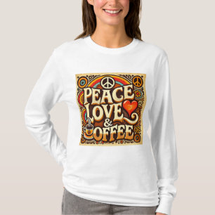 Peace, Love, & Coffee Retro T-Shirt & Hoodies