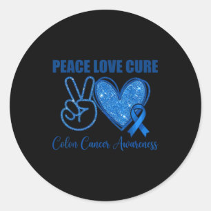Peace love colon cancer awareness support classic round sticker