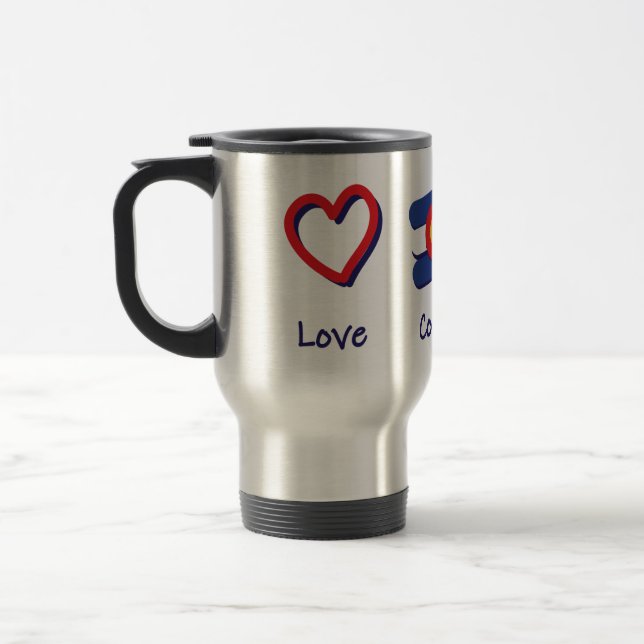 Peace Love Colorado Travel Mug (Left)