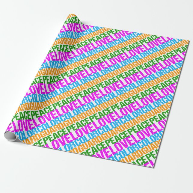 Peace Love Colour Guard Wrapping Paper (Unrolled)