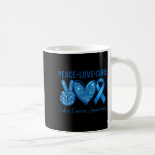 Peace love colourectal cancer awareness support coffee mug