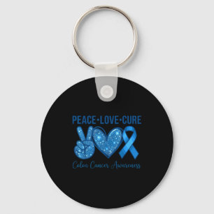 Peace love colourectal cancer awareness support key ring