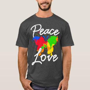 Peace Love Colourful Butterfly T-Shirt