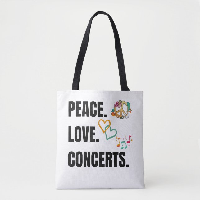 PEACE LOVE CONCERTS CANVAS TOTE BAG (Front)