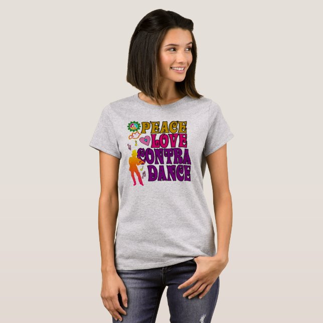 Peace Love Contra Dance T-Shirt (Front Full)