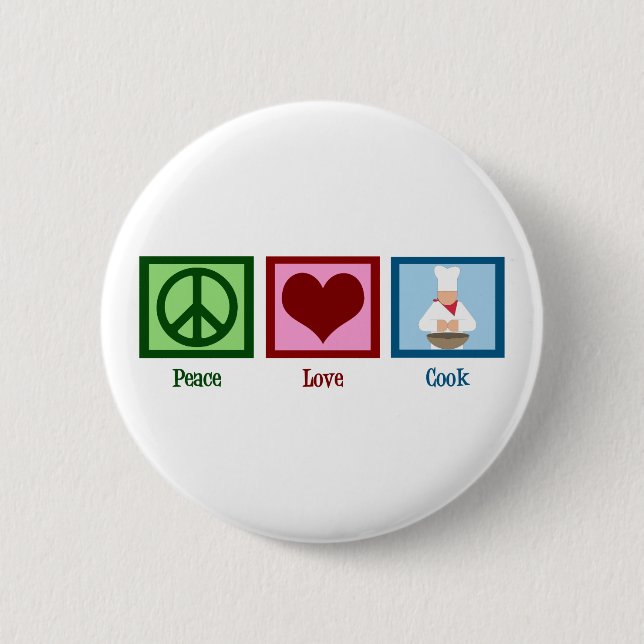 Peace Love Cook 6 Cm Round Badge (Front)