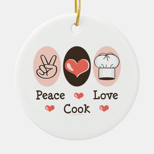 Peace Love Cook Ornament (Front)