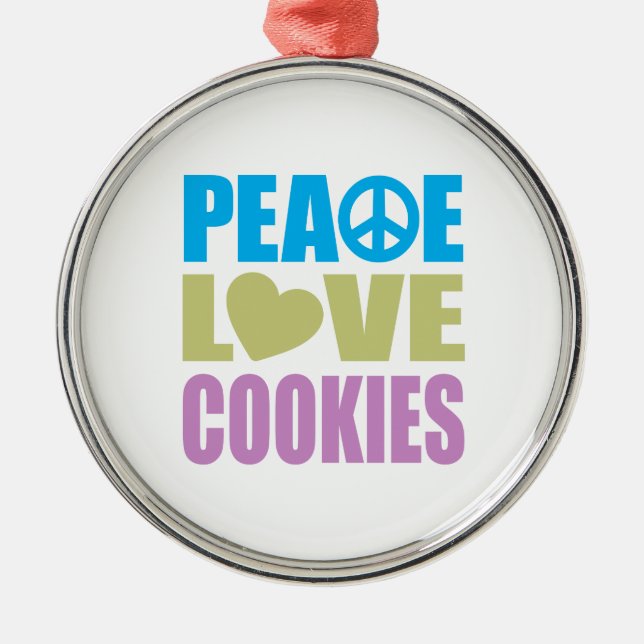 Peace Love Cookies Metal Tree Decoration (Front)