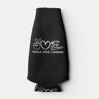 Peace, Love Cooking Retro Cooking Lover Chef Food Bottle Cooler