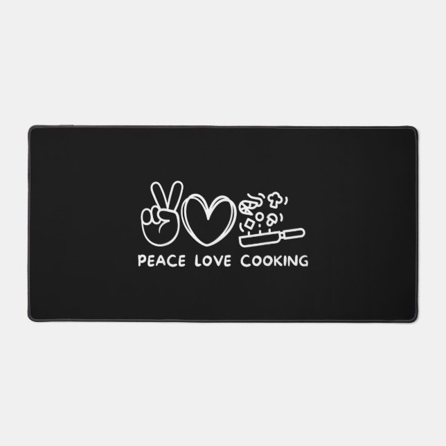 Peace, Love Cooking Retro Cooking Lover Chef Food  Desk Mat (Front)