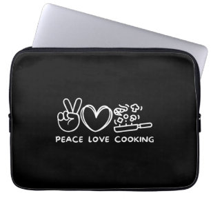 Peace, Love Cooking Retro Cooking Lover Chef Food Laptop Sleeve