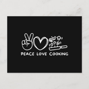 Peace, Love Cooking Retro Cooking Lover Chef Food Postcard