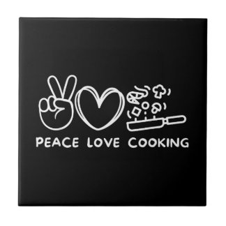 Peace, Love Cooking Retro Cooking Lover Chef Food Tile