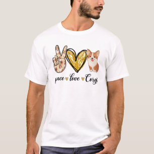 Peace Love Corgi Dog Lover Corgi Dad Mum Mothers F T-Shirt