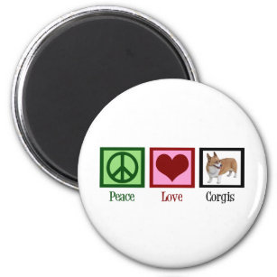 Peace Love Corgi Photograph Magnet