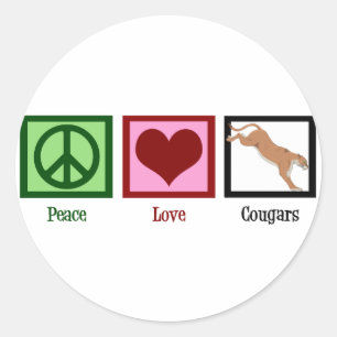 Peace Love Cougars Classic Round Sticker
