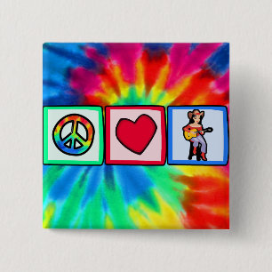 Peace, Love, Country Music 15 Cm Square Badge