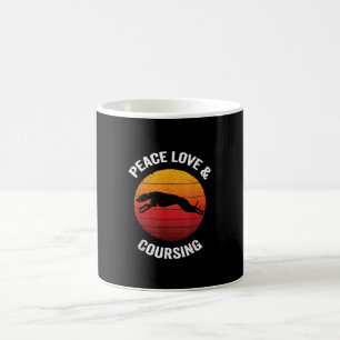 Peace Love _ Coursing Vintage Greyhound Hunting Coffee Mug